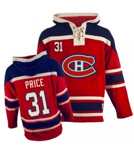 NHL Carey Price Montreal Canadiens Old Time Hockey Authentic Sawyer Hooded Sweatshirt Jersey - Red