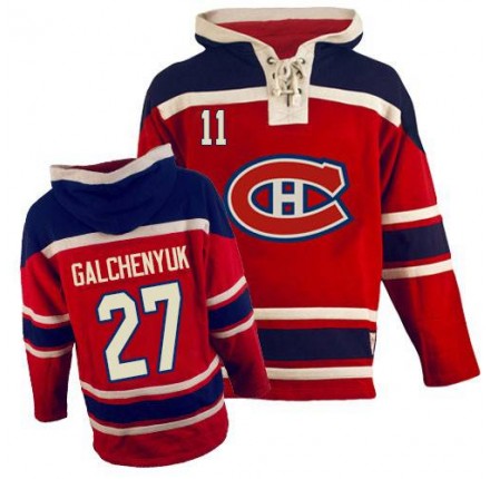 NHL Alex Galchenyuk Montreal Canadiens Old Time Hockey Authentic Sawyer Hooded Sweatshirt Jersey - Red