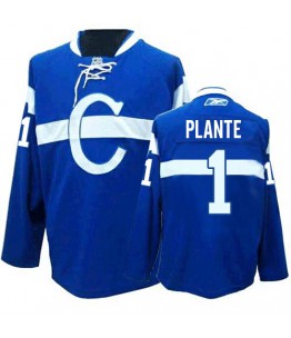 NHL Jacques Plante Montreal Canadiens Authentic Third Reebok Jersey - Blue