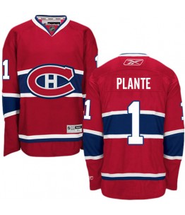 NHL Jacques Plante Montreal Canadiens Authentic Home Reebok Jersey - Red