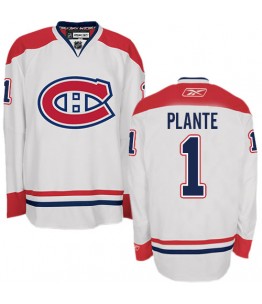 NHL Jacques Plante Montreal Canadiens Authentic Away Reebok Jersey - White