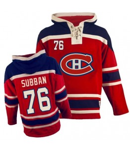 NHL P.K Subban Montreal Canadiens Old Time Hockey Authentic Sawyer Hooded Sweatshirt Jersey - Red